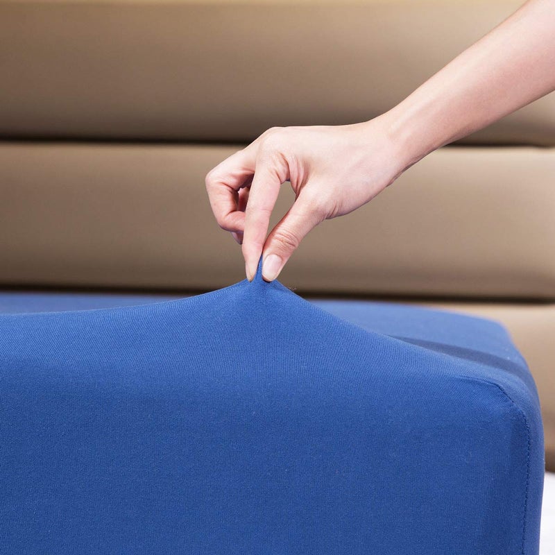 COSMOPLUS Fitted Sheet- COSMOPLUS King Fitted Sheet Onlyï¼ˆNo Flat Sheet or Pillow Shamsï¼‰,4 Way Stretch Micro-Knit,Snug Fit,Wrinkle Free,for Standard Mattress and Air Bed Mattress from 8â€ Up to 14â€,Navy - Image 1